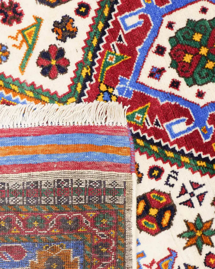 アフガニスタン絨毯 91x117cm トライバルラグ 手織り 
