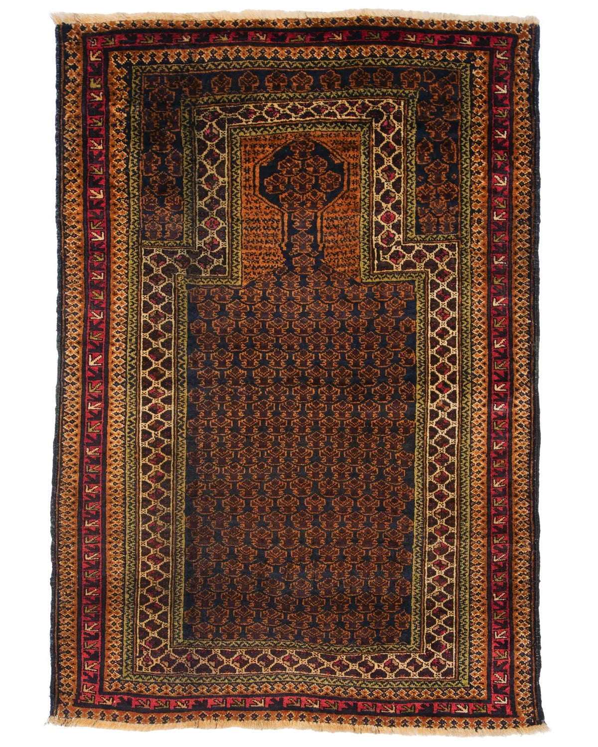 トライバルラグ アフガニスタン絨毯 バルーチ 95×137cm 茶色｜SATHI RUGS