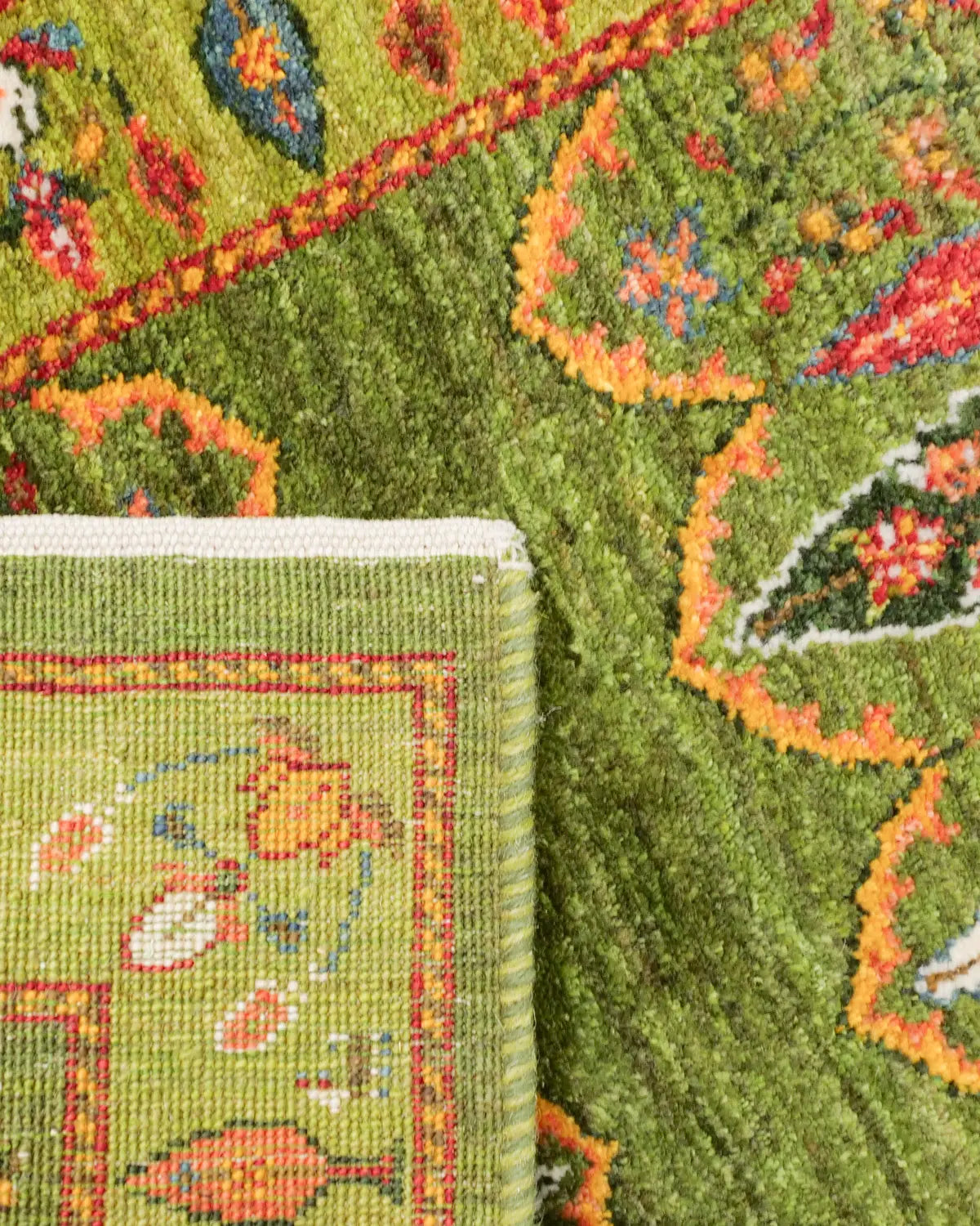 ギャッベ ファイン 61×95cm 緑 玄関マット 手織り｜SATHI RUGS
