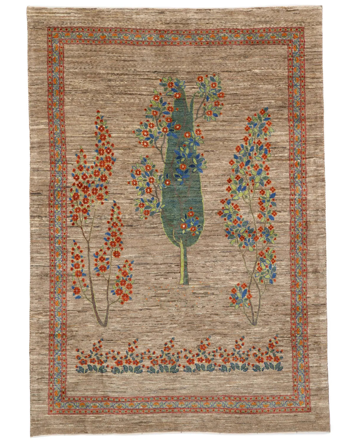 ギャッベ 糸杉 モチーフ 手織り絨毯