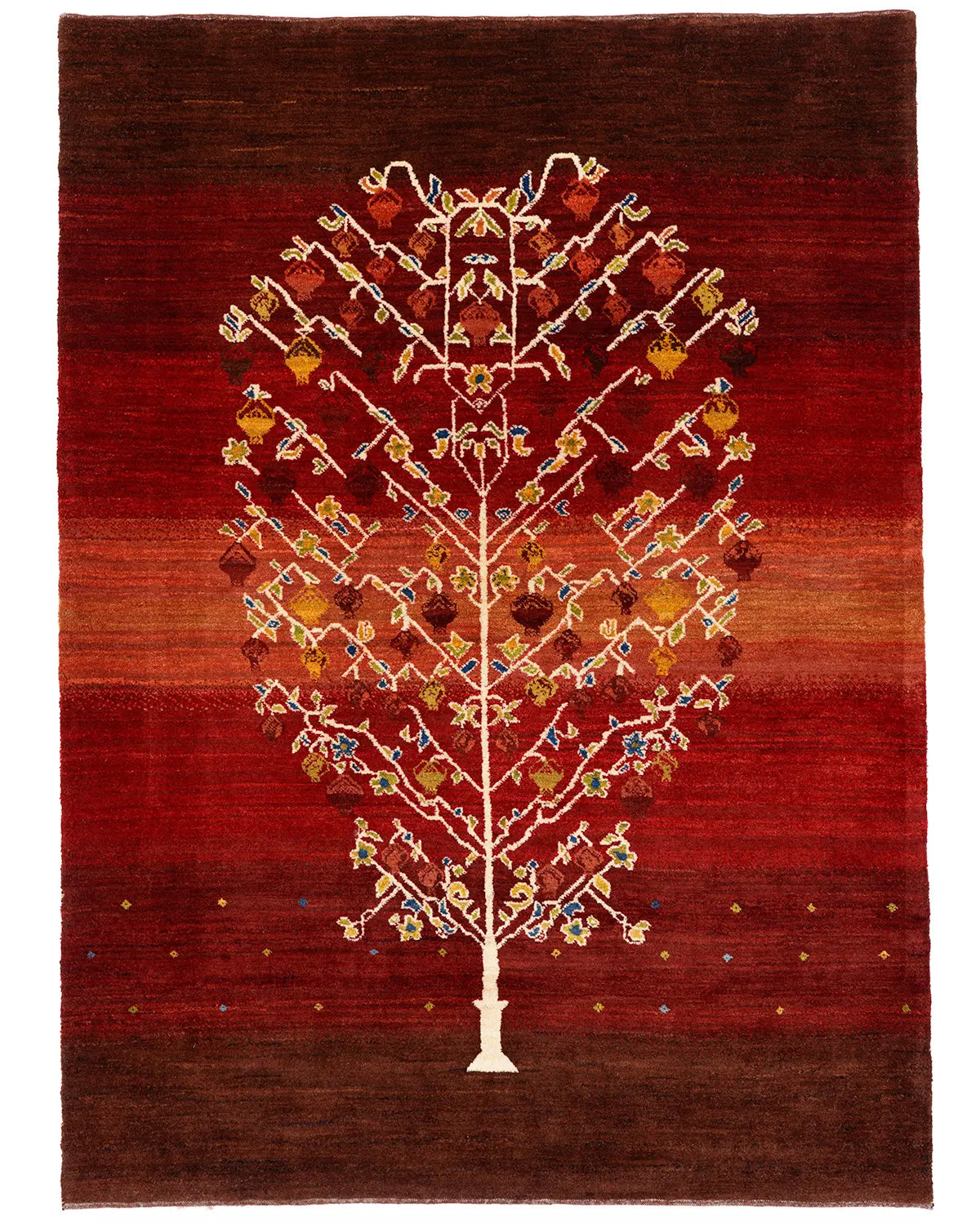 シーラーズ産ウール手織りペルシャギャッベ ザクロ文様 リビングラグ