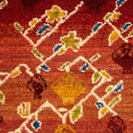 赤のグラデーションが美しいウール手織りラグ 高級リビング