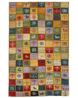 ペルシャ絨毯 ギャッベ 50x80cm 玄関マット カラフル 手織りラグ