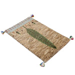 ペルシャ絨毯 ギャッベ 50x80cm 糸杉 ウール100％ 玄関マット 手織りラグ 茶色 