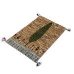 ペルシャ絨毯 ギャッベ 50x80cm 糸杉 ウール100％ 玄関マット 手織りラグ 茶色 