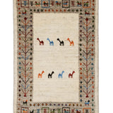 ラクダが織り込まれた額縁風ギャッベ