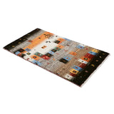 四角模様が重なったカラフルなギャッベマット