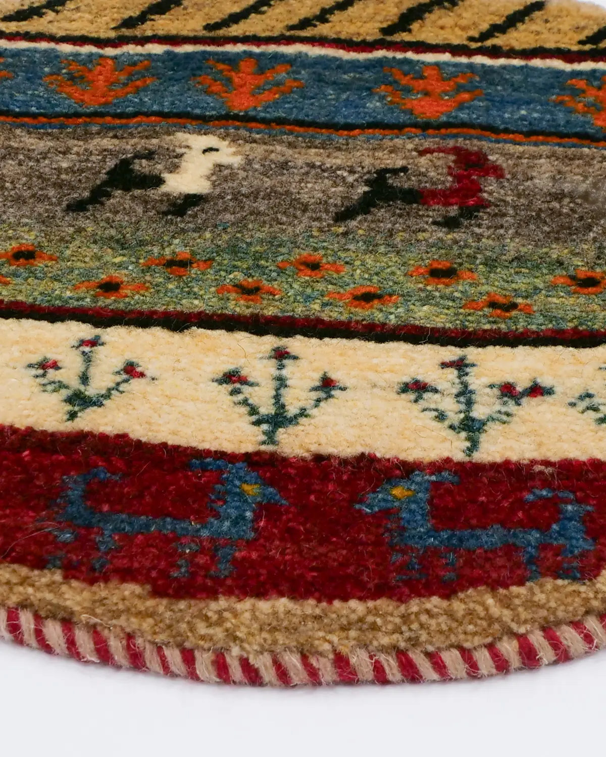 シーラーズ産 円形ギャッベ 柔らかなウール絨毯