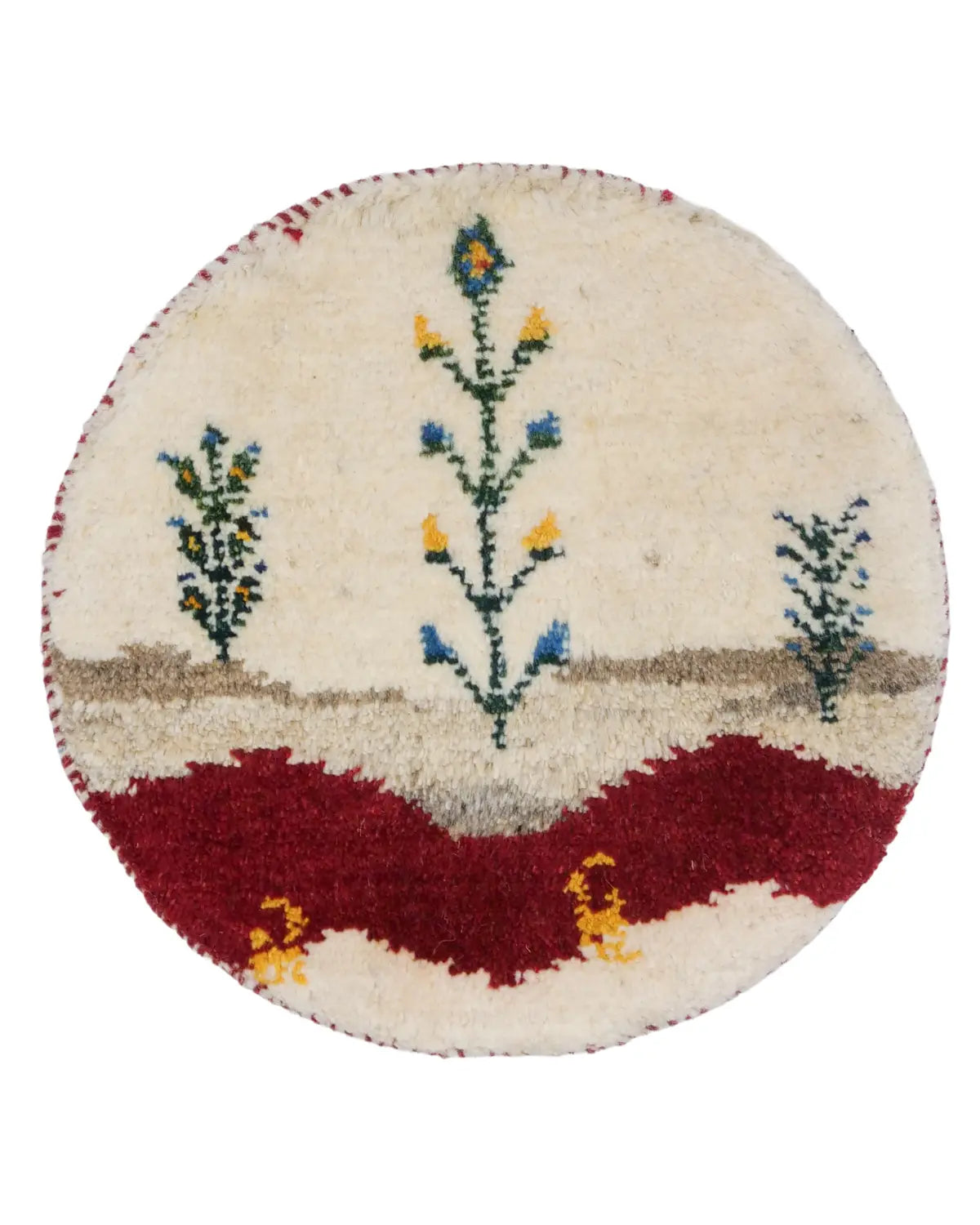 ギャッベ 座布団 手織り アイボリー ギャッベ 37×36.5cm アイボリー 座布団 手織り｜SATHI RUGS