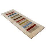 ギャッベ 細長 廊下敷き アイボリー ペルシャ絨毯