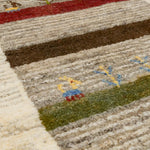 ギャッベ 細長 廊下敷き アイボリー ペルシャ絨毯