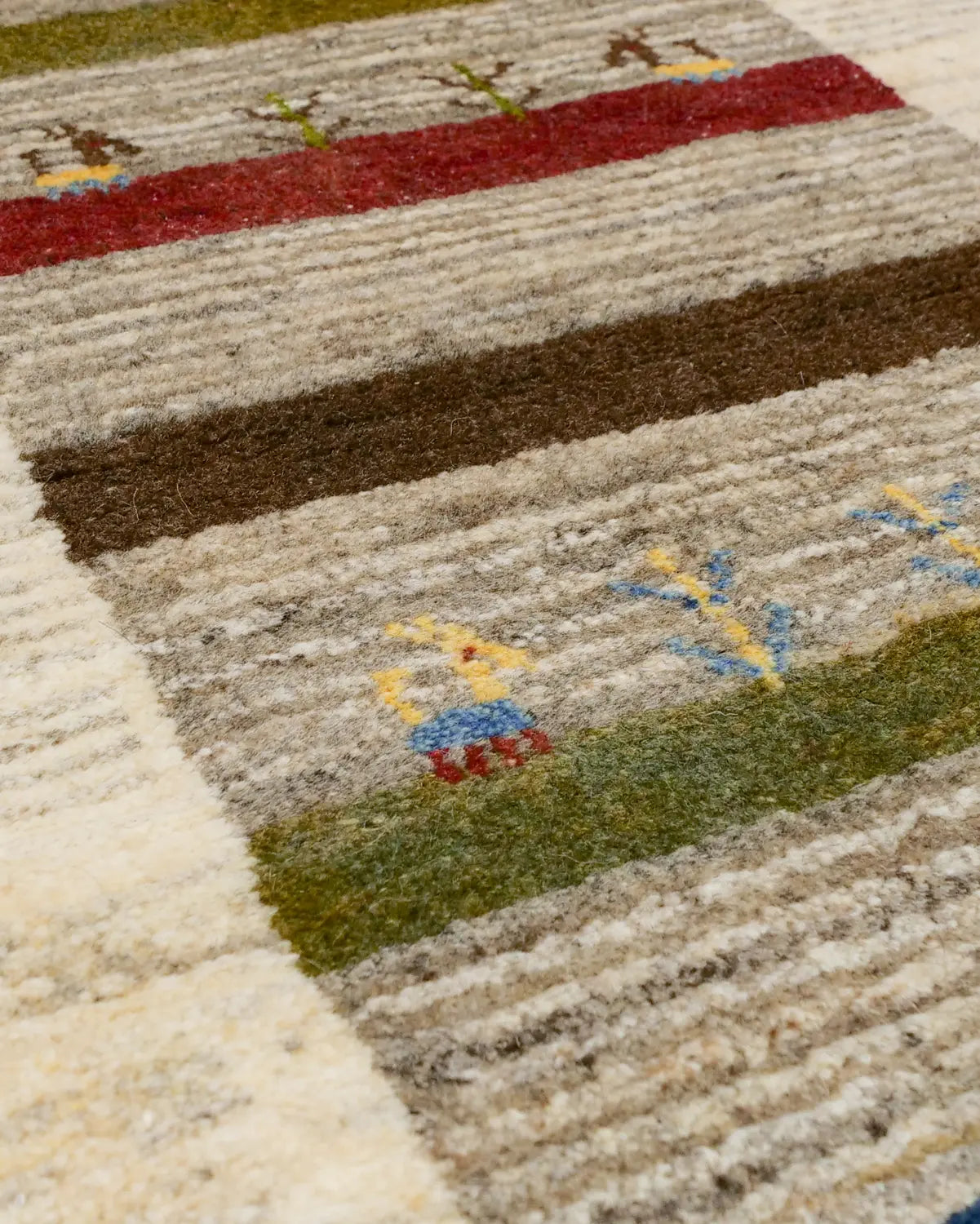 ギャッベ 細長 廊下敷き アイボリー ペルシャ絨毯