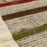 ギャッベ 細長 廊下敷き アイボリー ペルシャ絨毯