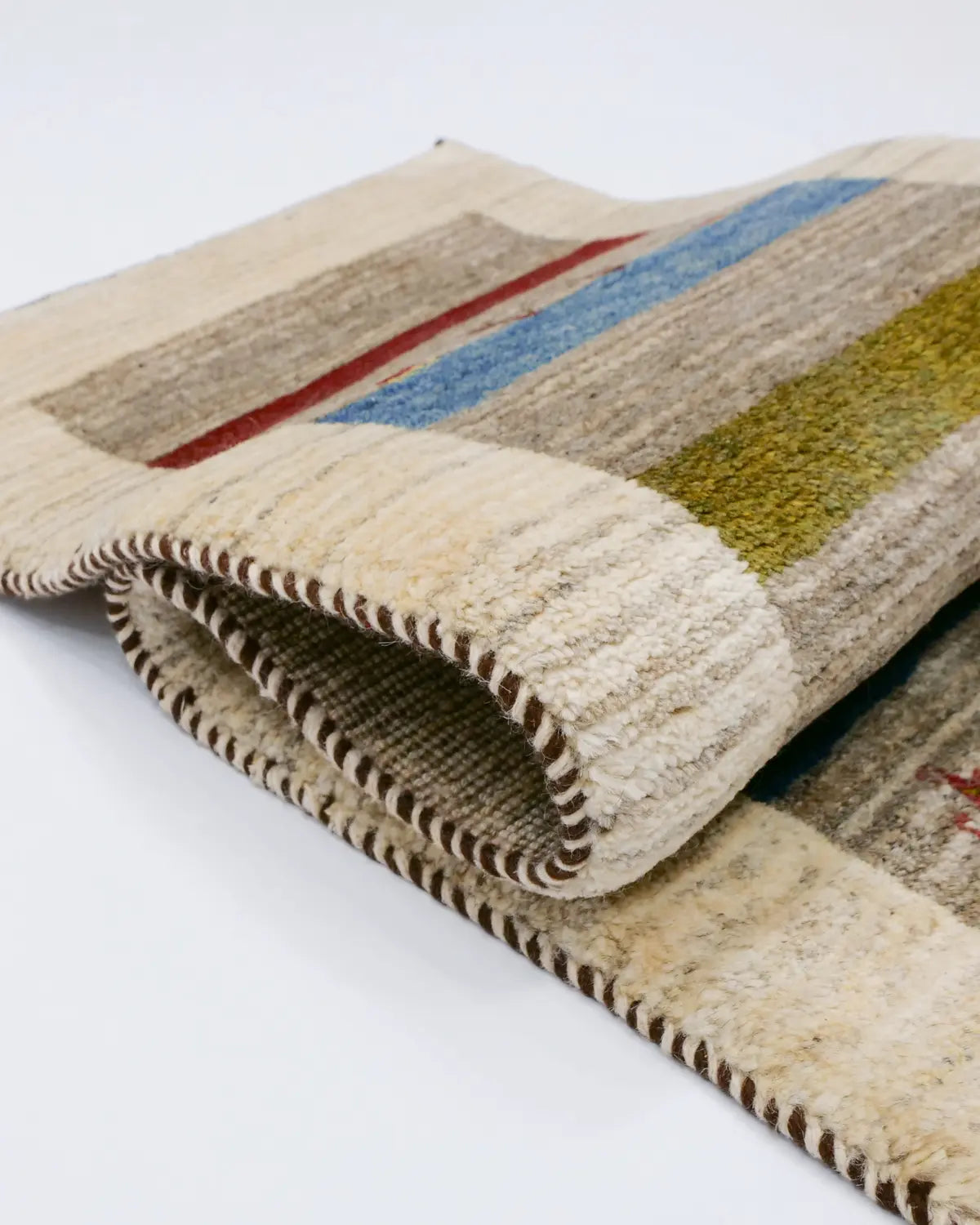 ギャッベ 細長 廊下敷き アイボリー ペルシャ絨毯