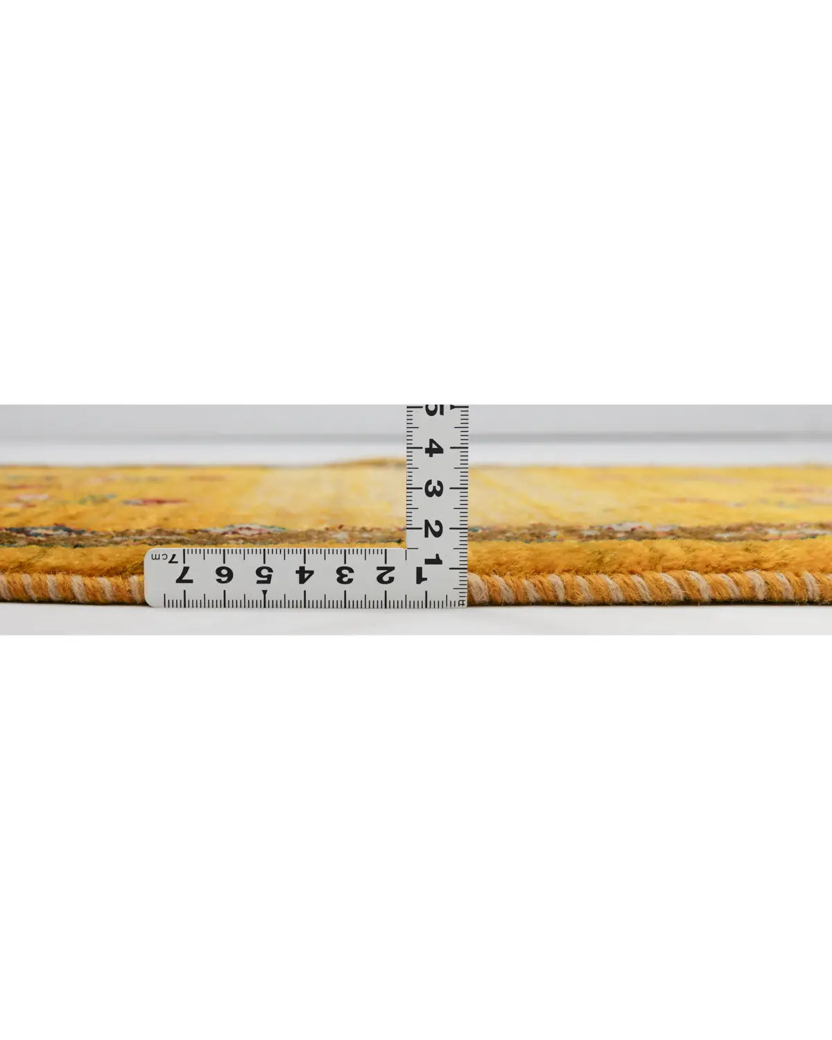 ウール手織りラグ ペルシャギャッベ シーラーズ 花柄 厚みがわかる写真