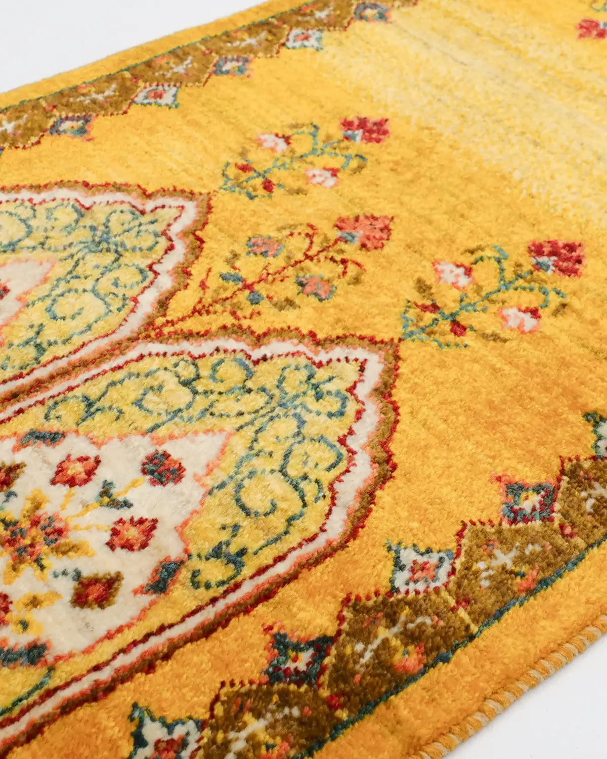 ペルシャギャッベ 黄色ウール絨毯 ランナータイプ