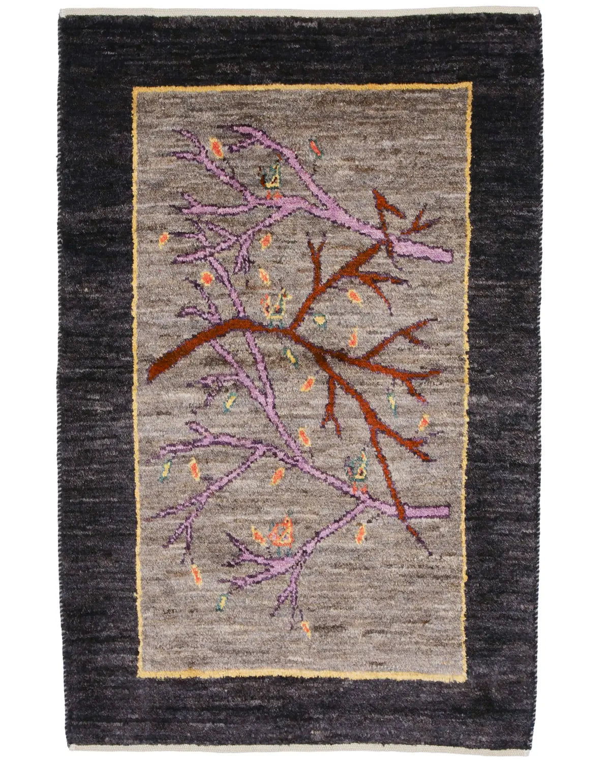 シーラーズ産ウール手織りペルシャ絨毯 ギャッベ 鳥と枝