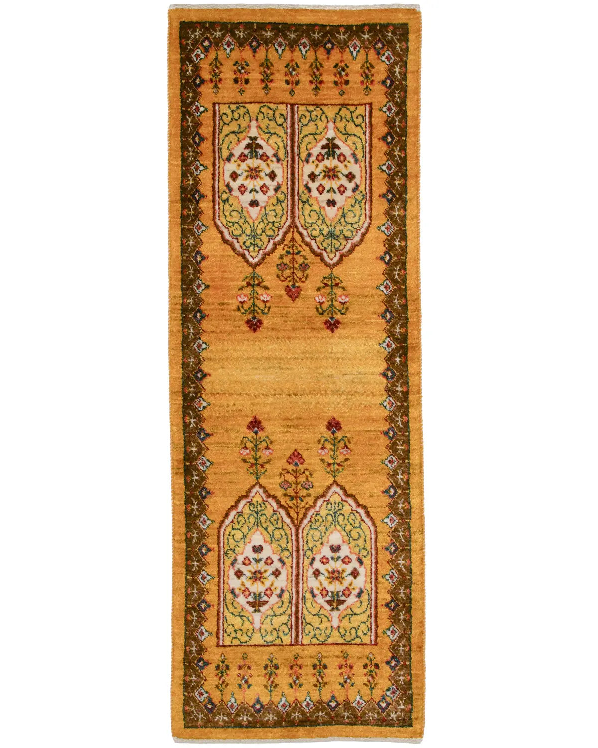 シーラーズ産ウール手織りペルシャ絨毯 ギャッベ 生命の木 ランナー