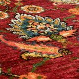 ウール手織り絨毯 ペルシャギャッベ 赤 フローラル文様