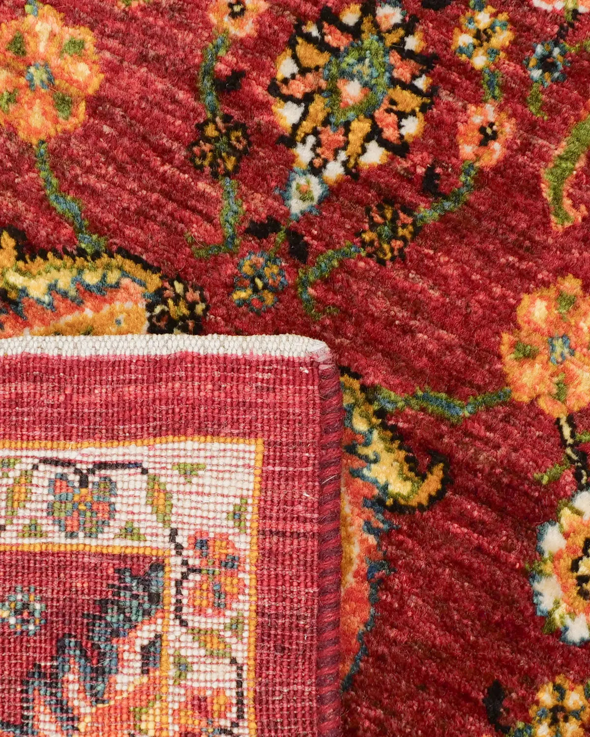 シーラーズ産ギャッベ ウールラグ 花フレームデザイン