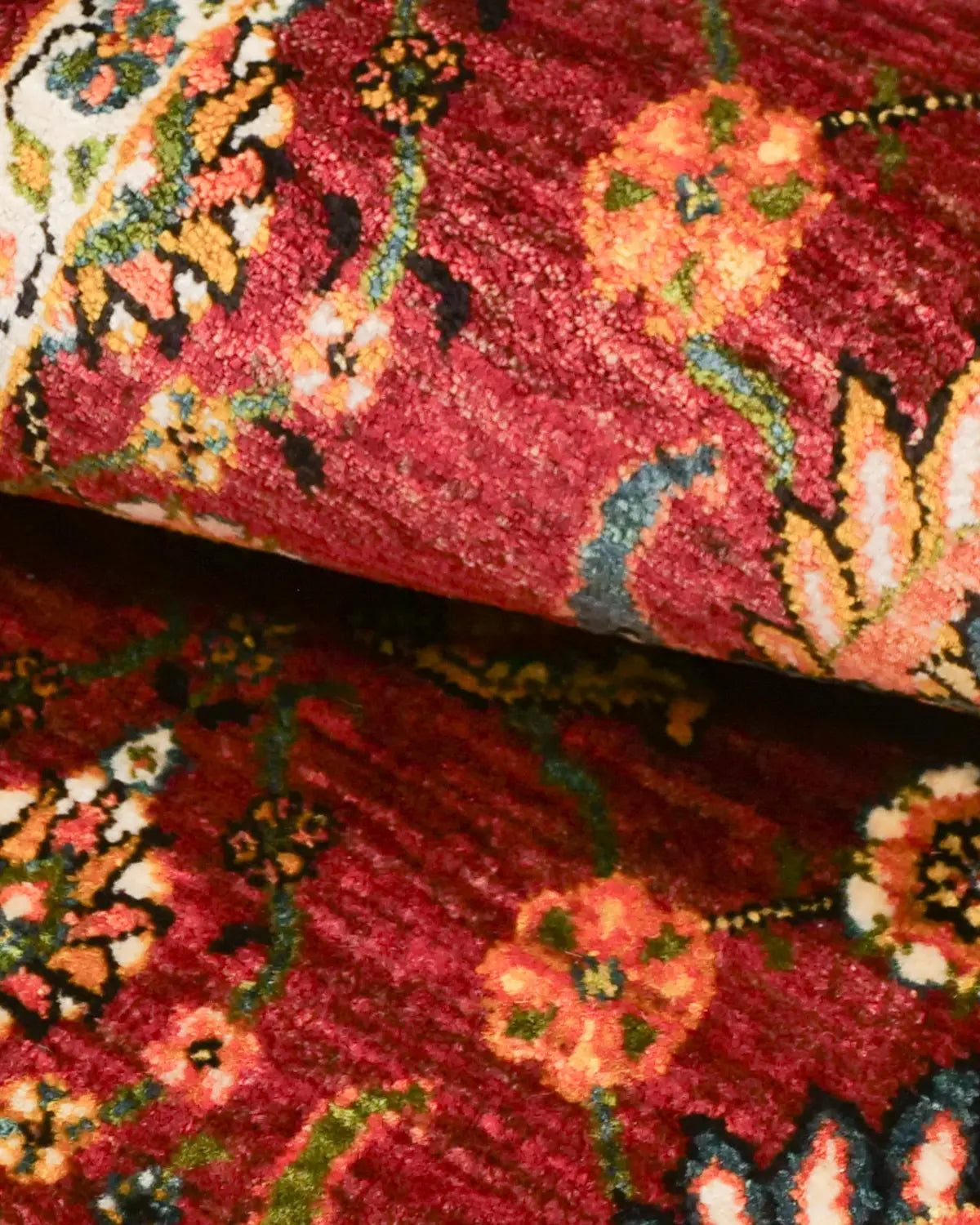 ペルシャギャッベ 手織り ウール 花柄 廊下敷き