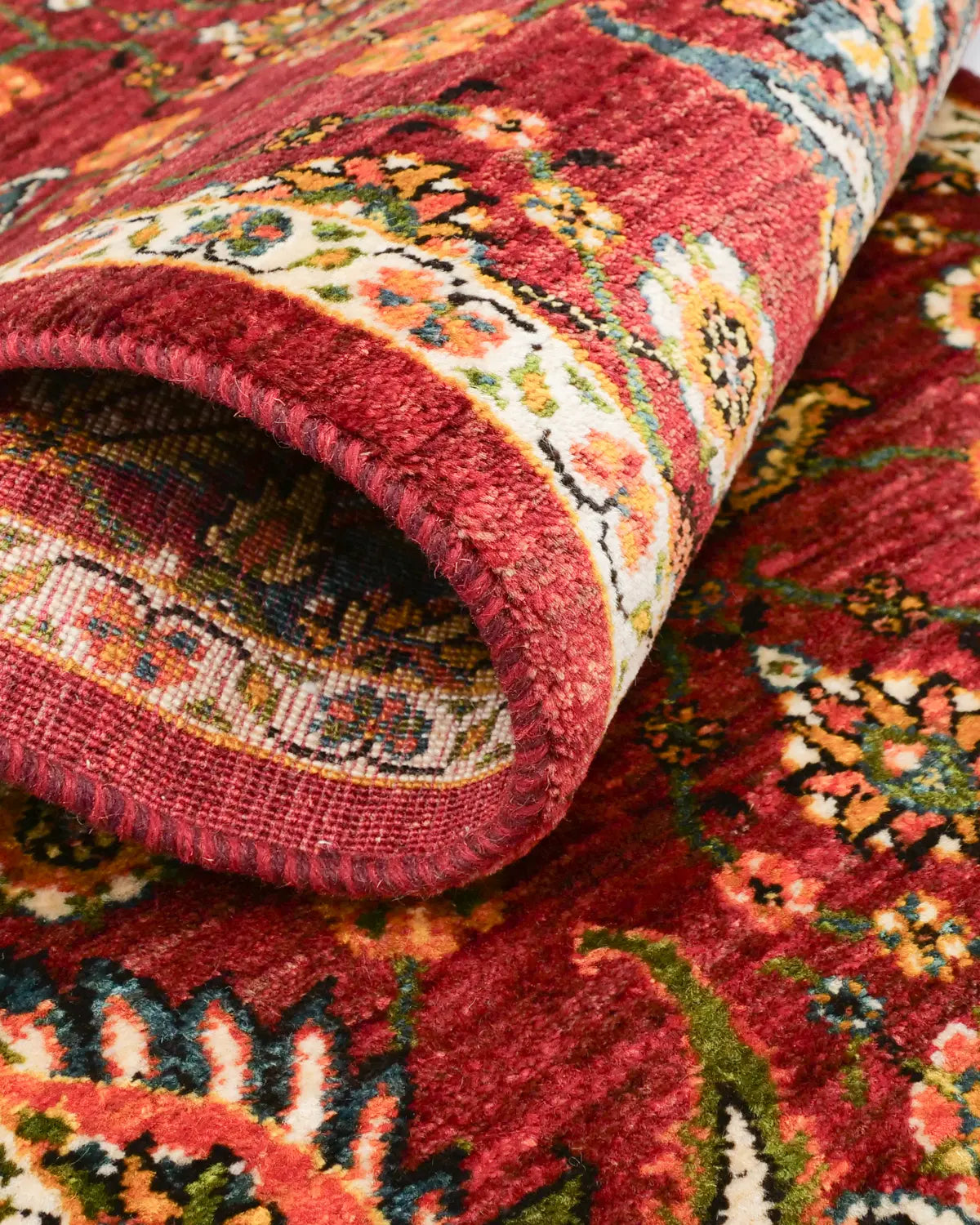 シーラーズ産ウールギャッベ 赤い花文様 ランナー