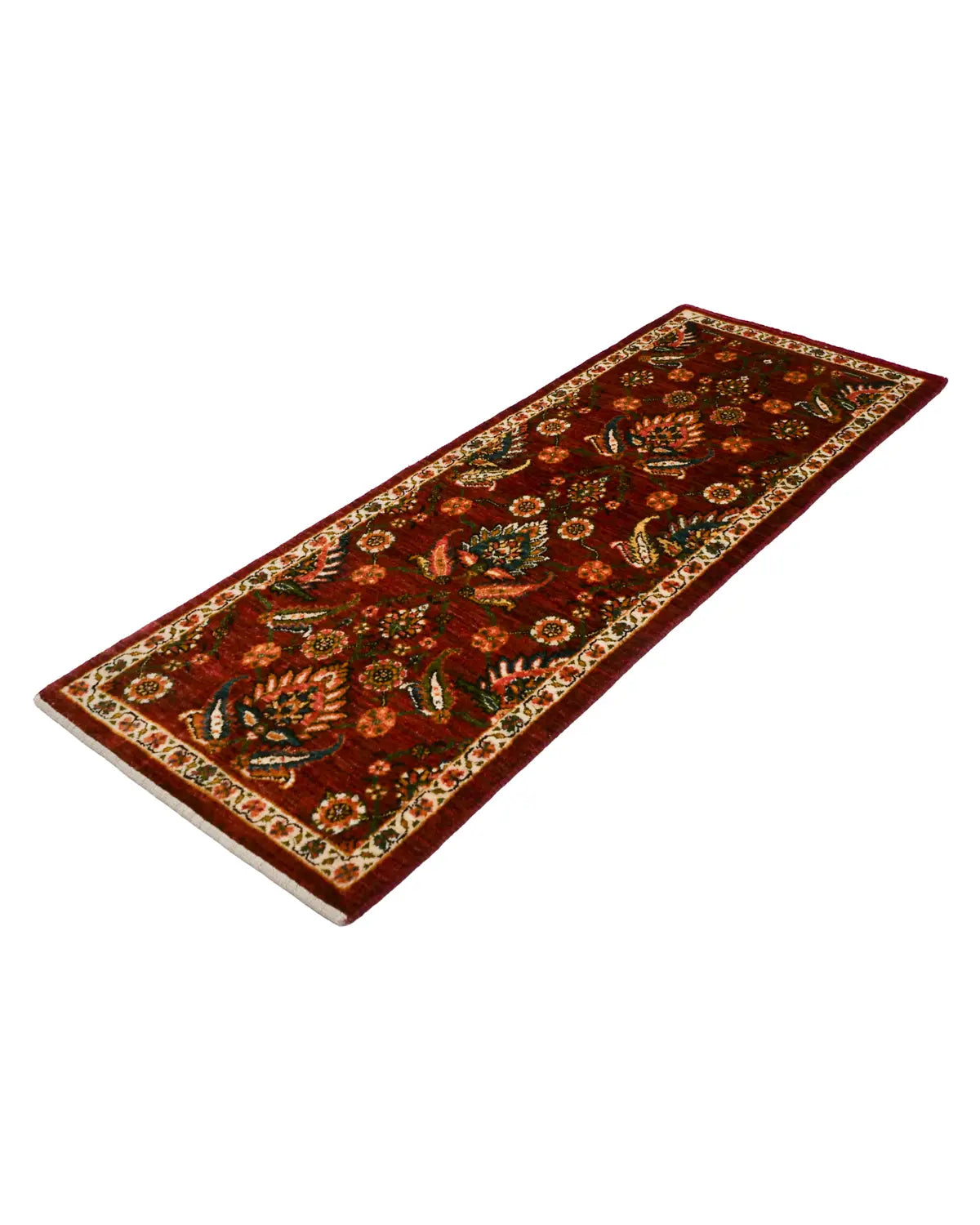 ペルシャギャッベ シーラーズ産 ウール 手織り 赤系ランナーラグ