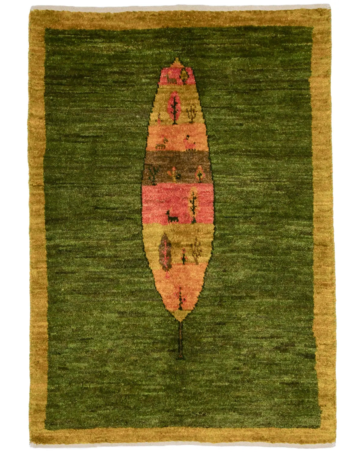 シーラーズ産ウール手織りペルシャ絨毯 ギャッベ 生命の木