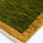 緑のフィールド ペルシャギャッベ 手織りウールラグ