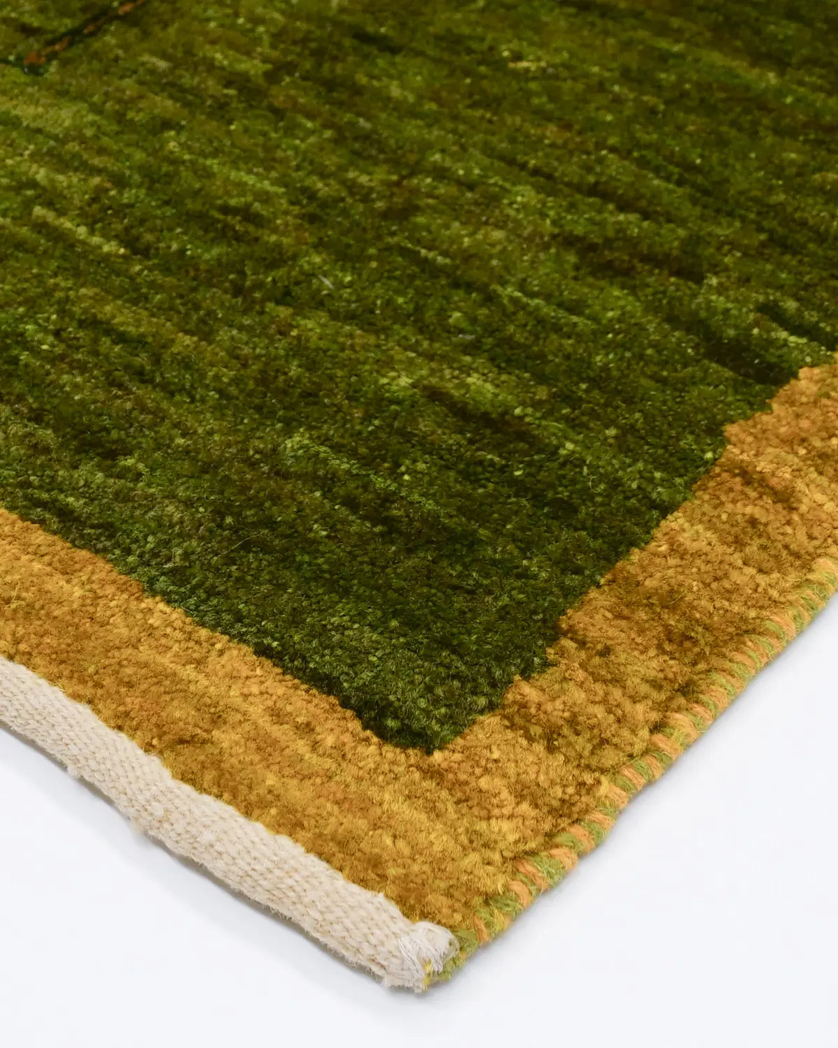 緑のフィールド ペルシャギャッベ 手織りウールラグ