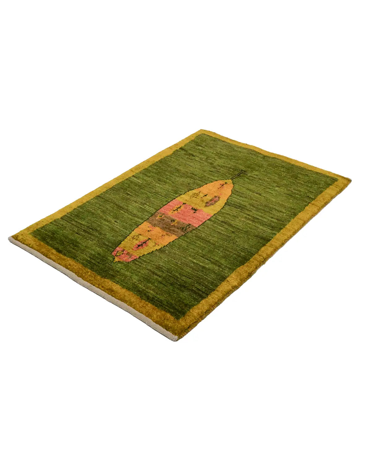 ペルシャギャッベ シーラーズ産 ウール 手織り グリーンラグ