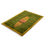 ペルシャギャッベ シーラーズ産 ウール 手織り グリーンラグ