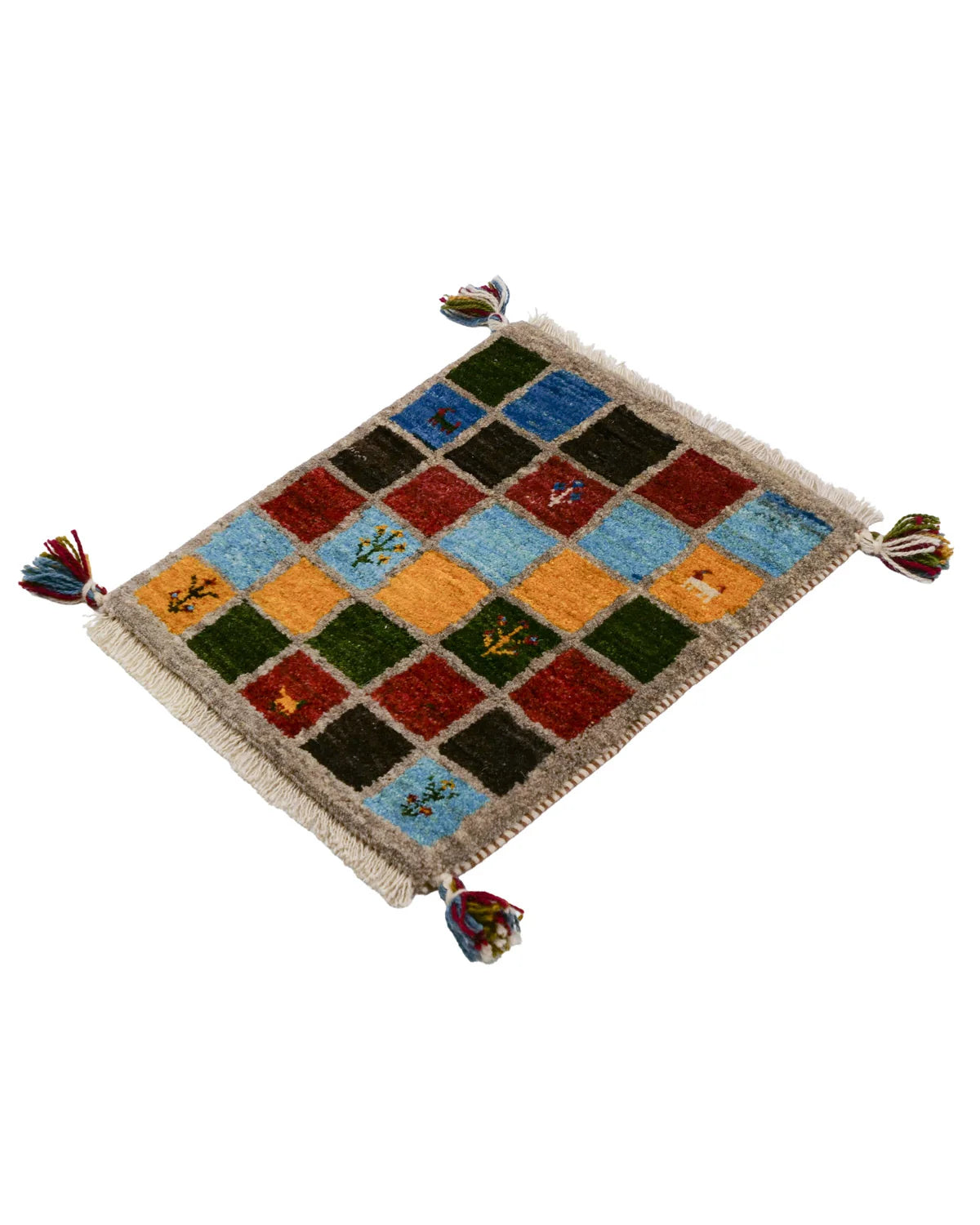 ギャッベ 43×52cm 多色 座布団 手織り|SATHI RUGS ギャッベ 43×52cm 多色 座布団 手織り|SATHI RUGS