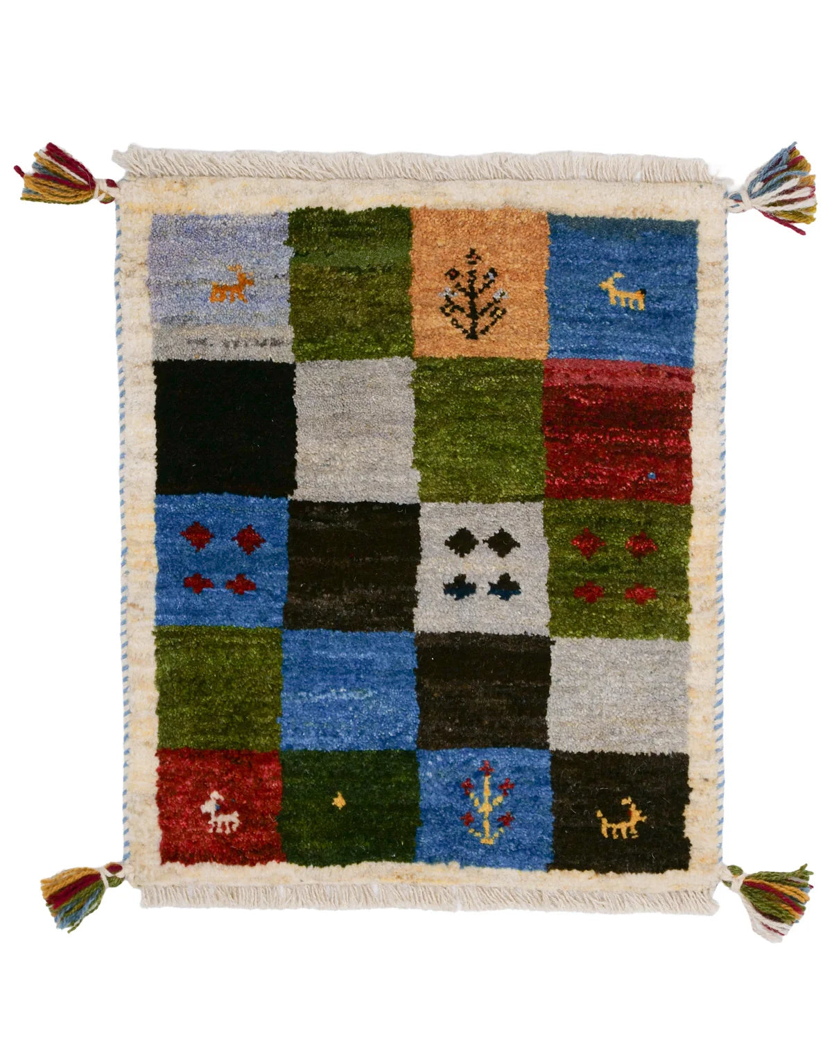 o*)様 ギャッベ ギャッベ 50×59cm 多色 玄関マット 手織り｜SATHI RUGS