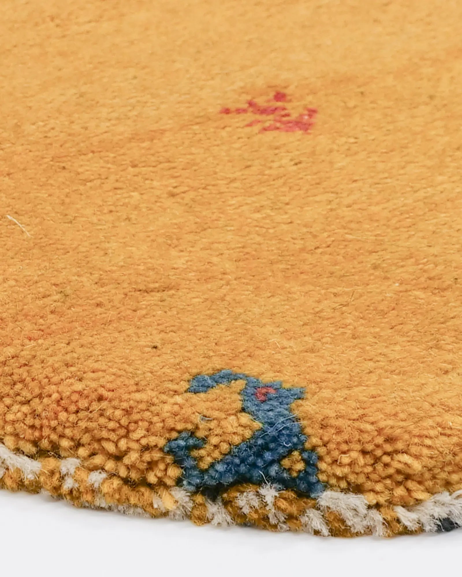 ペルシャ絨毯 ギャッベ 座布団 円形 38x39cm 黄色 イエロー