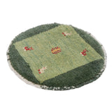 ペルシャ絨毯 ギャッベ 38x38cm 座布団 緑 グリーン 円形