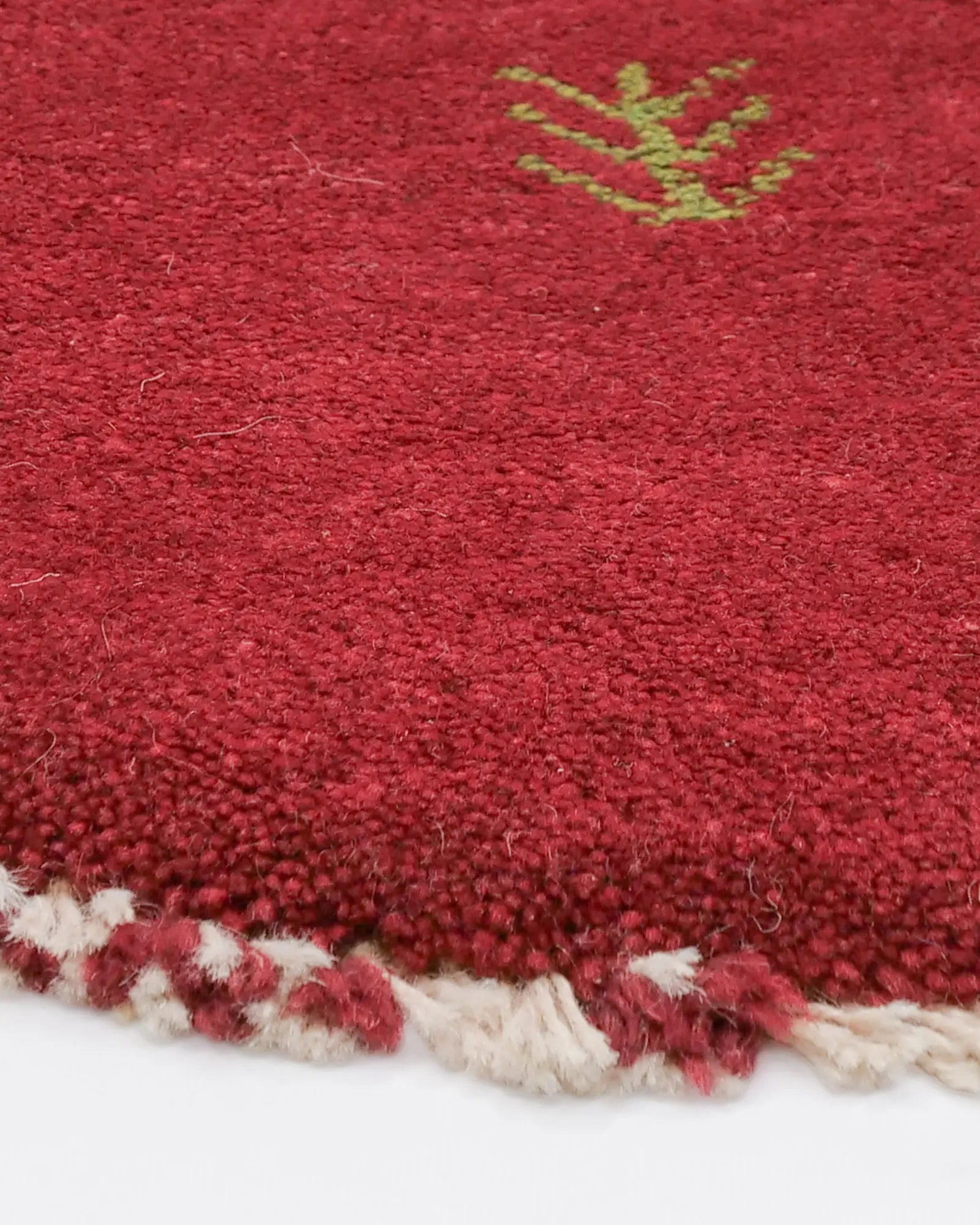 ペルシャ絨毯 ギャッベ 円形 座布団 38x38cm 赤 レッド 手織りラグ