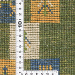 ペルシャ絨毯 ギャッベ 座布団 円形 38x39cm 緑 グリーン