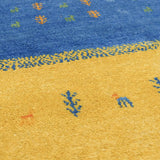 ギャッベ ファイン、爽やかなブルーカラーの大型手織りウールラグ