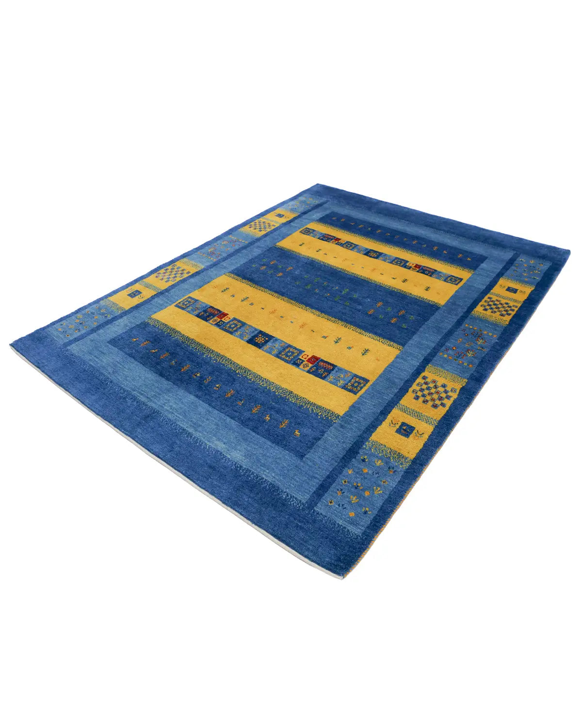 手織りギャッベ ファイン、生命の樹と羊文様が織り込まれたシーラーズ産ラグ