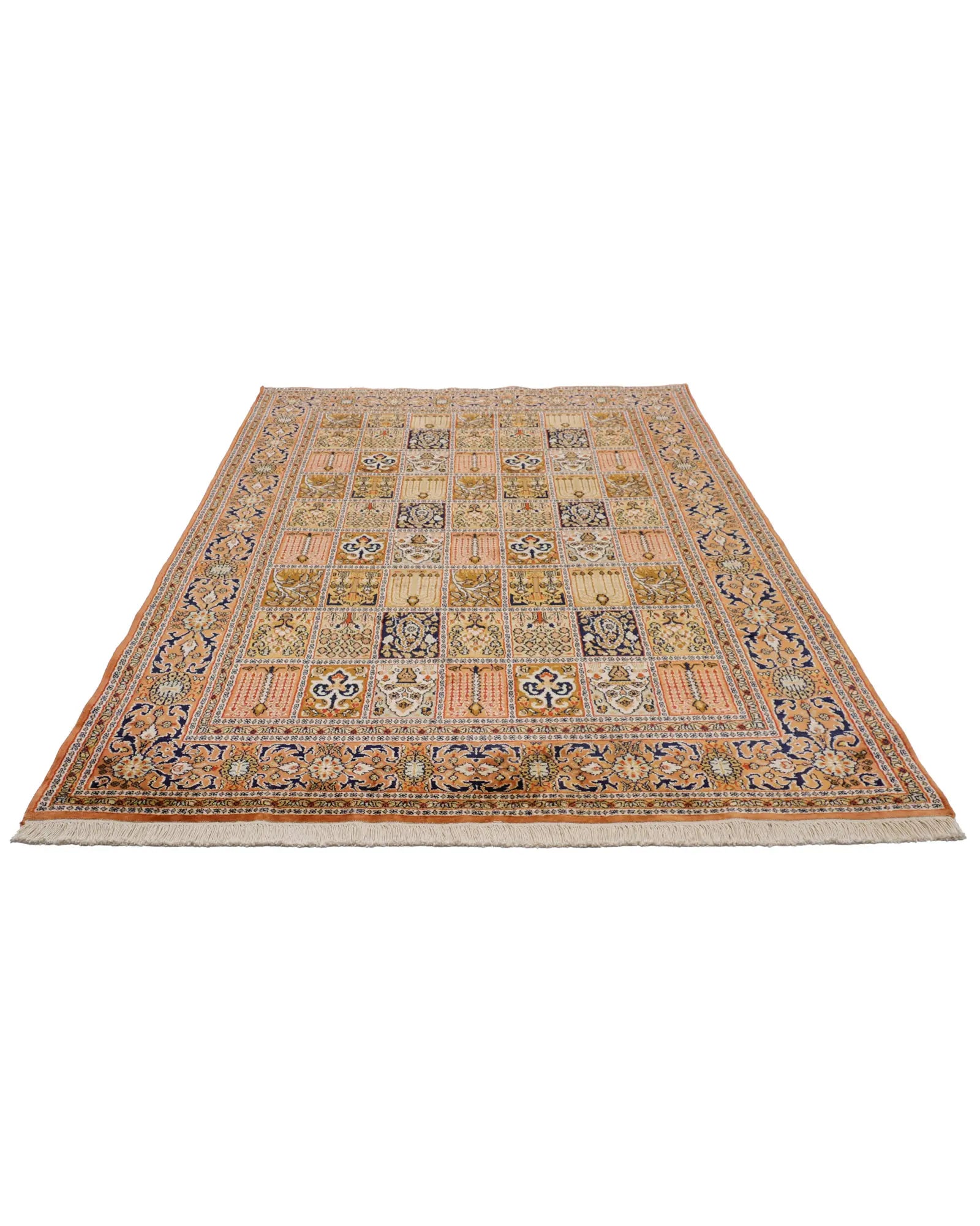 カシミールシルク 155x222cm 手織り絨毯 ヴィンテージ
