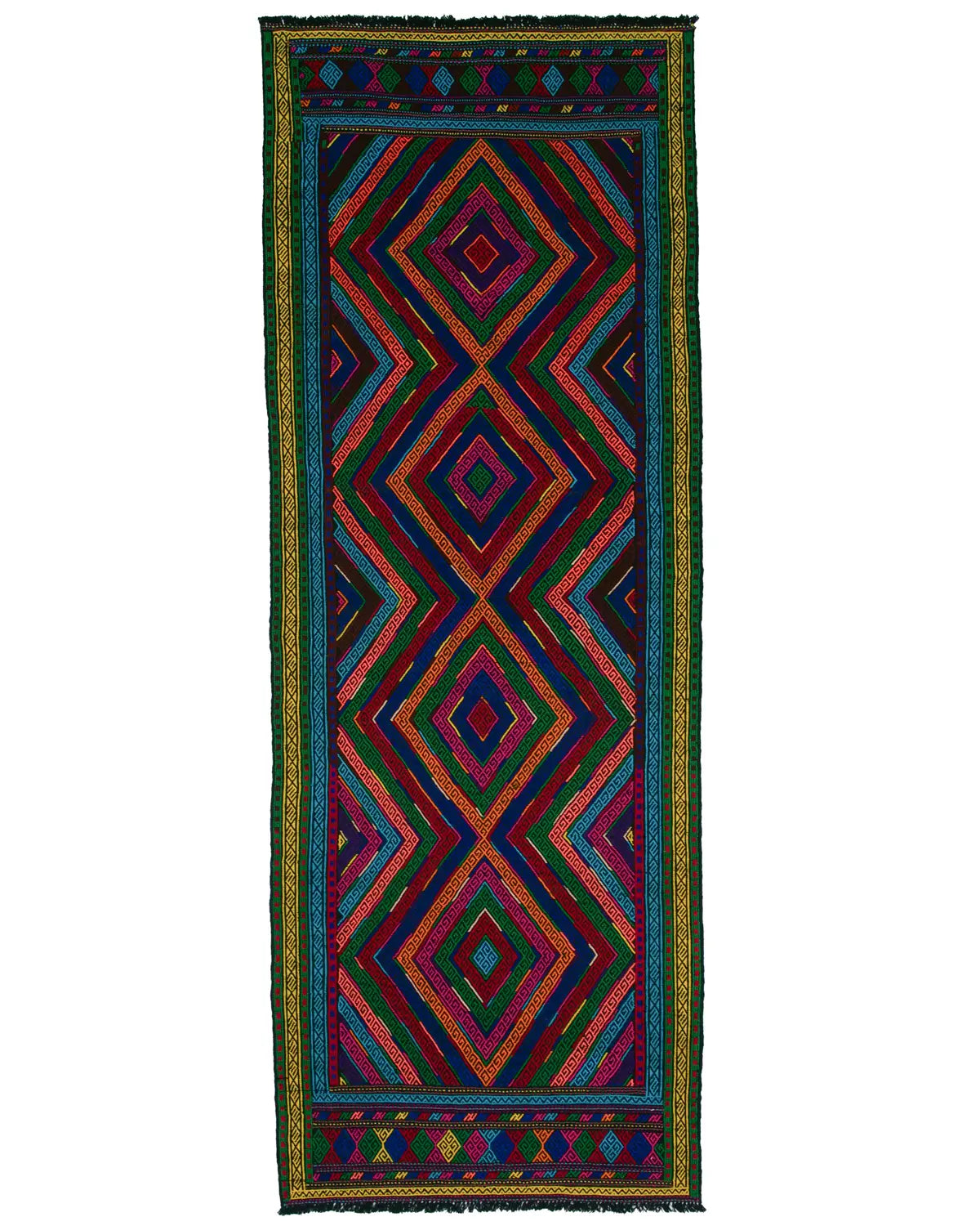 アフガニスタン手織りキリム　 size:約250×132cm キリム 67×186cm ウール 幾何学模様 ランナー 廊下敷く アフガニスタン