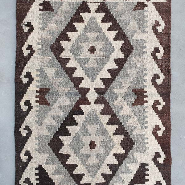 アフガニスタン産手織りウールキリム(62x92cm)ナチュラル【絨毯専門店】