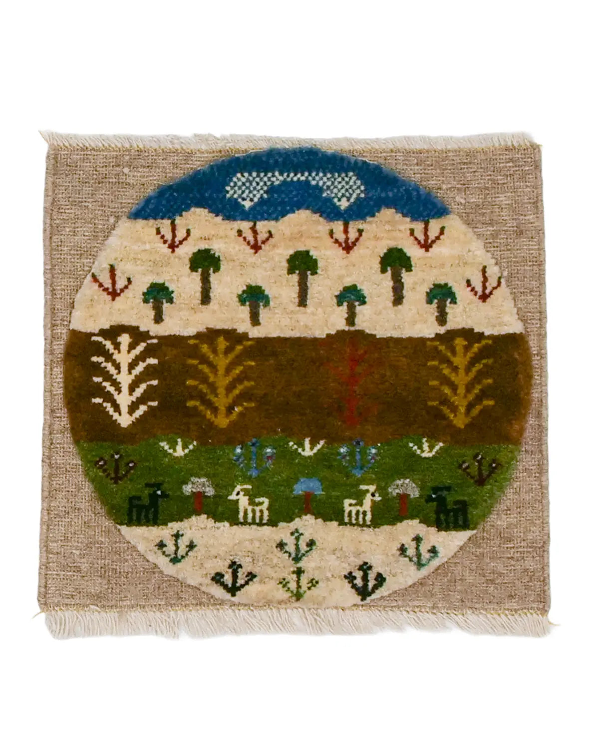 ギャッベ 座布団 手織り アイボリー ギャッベ 40×44cm アイボリー 座布団 手織り｜SATHI RUGS