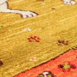 シーラーズ産ギャッベ、ライオン文様と糸杉が織り込まれた高密度ウールラグ