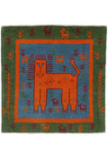 ライオンギャッベ 約100×104cm
