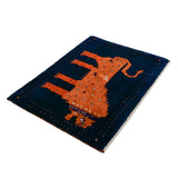 ライオンギャッベ シーラーズ産 ウール 67x88cm ブルー 青 手織り 玄関マット