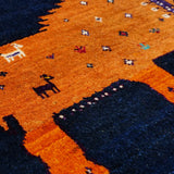 ライオンギャッベ シーラーズ産 ウール 67x88cm ブルー 青 手織り 玄関マット