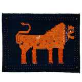 ライオンギャッベ シーラーズ産 ウール 67x88cm ブルー 青 手織り 玄関マット