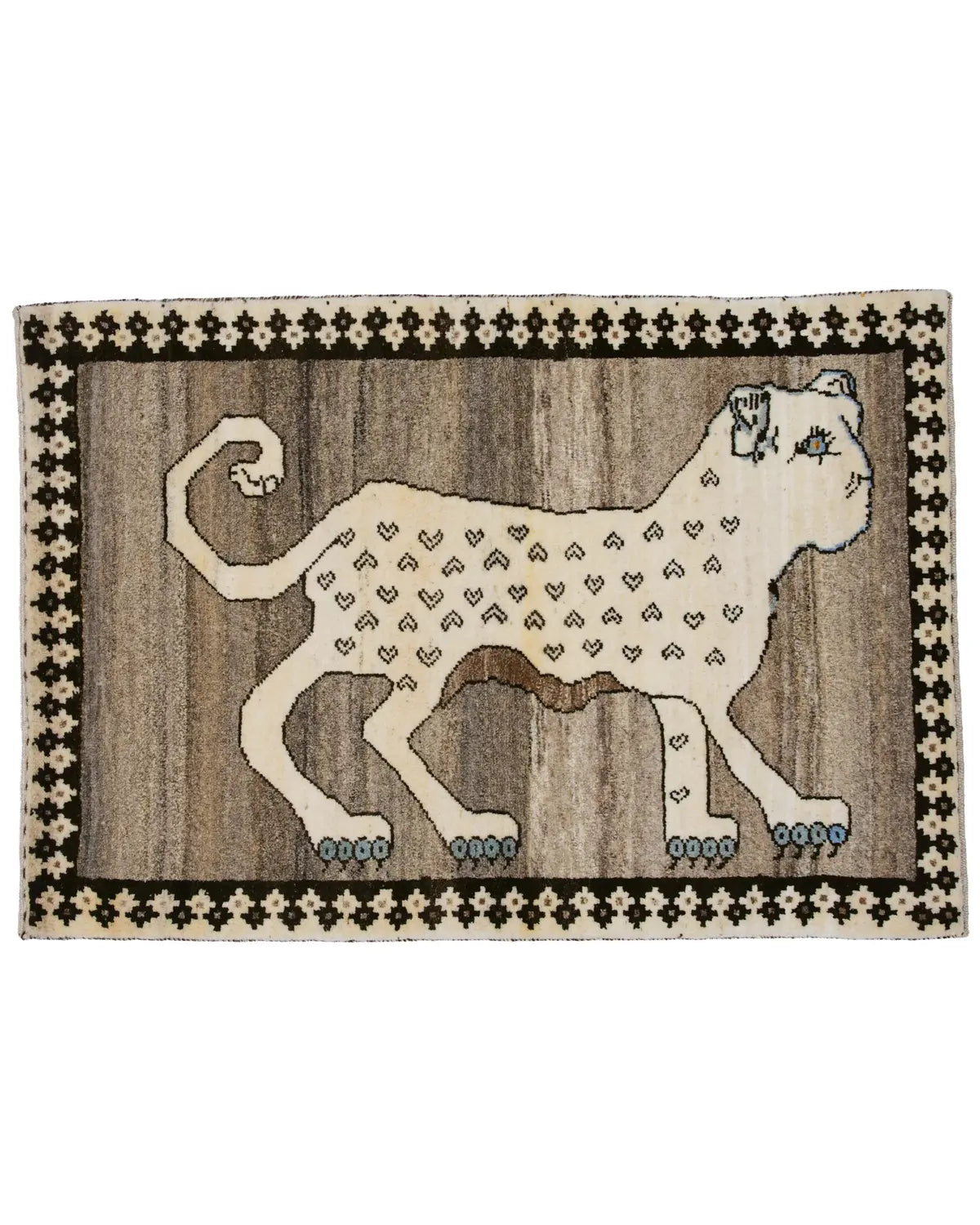 シーラーズ産ウール手織りライオンギャッベ ナチュラルカラー 80x120cm